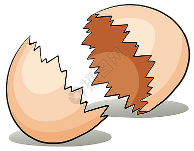 一个裂开的蛋壳损害线条白色孵化母鸡裂缝小鸡绘画圆形图片