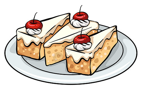 一盘蛋糕水果圆形盘子食物美味三角形庆典甜点绘画浇头图片