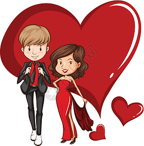 两个华丽的情侣女孩情人女士套装恋人狭缝红色男性女性绘画图片