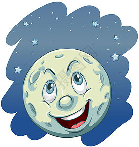 哞哞同步场景陨石白色圆圈月亮微笑笑脸星星月光图片