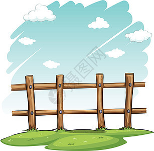 一个木栅栏绿色木头边界后院杂草绘画路障白色地面障碍图片