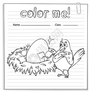 带有鸟巢和鸟的工作表学校活动教育艺术品边界绘画动物艺术证券软垫图片