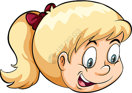 一个年轻女孩的头女士孩子白色发丝绘画女性眼睛耳朵包子马尾辫设计图片