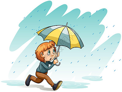 一个沉重的雷男人语言绘画孩子绅士男性阴影雨滴文字跑步图片