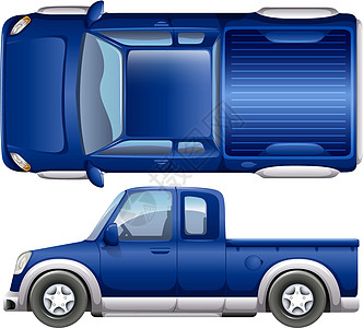 一辆蓝色的车公用事业货车发动机鸟眼轮子商业白色绘画卡车运输图片