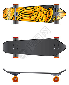 不同角度的滑板轮胎椭圆形滚筒运动天线木板溜冰者艺术品旱冰轮滑图片