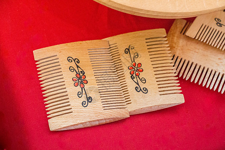 木制毛发棕色梳子工具刷子沙龙头发卫生理发师牙齿发型图片