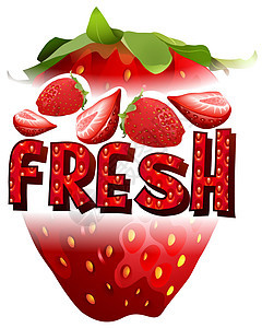 新鲜草莓与 tex夹子水果剪贴食物艺术绘画横幅卡通片红色空白图片
