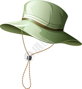捕鱼帽绘画渔夫帽绿色织物运动装物品白色绳索配饰阴影图片