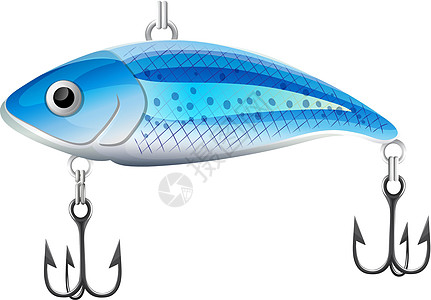 渔业活动食物动物蓝色绘画金属白色工具爱好钓鱼插画