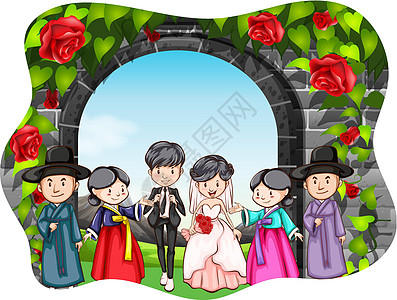 婚礼派对仪式绘画乐趣文化风景玫瑰卡通片庆典公园图片