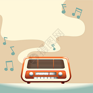 无线电广播电台单词收音机横幅歌曲装饰品音乐绘画韵律笔记钥匙图片