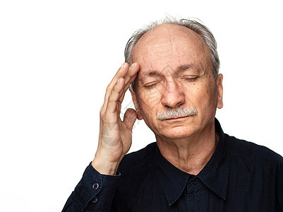 老年男子头痛症男性压力男人退休悲哀悲伤长老灾难思维皱纹图片