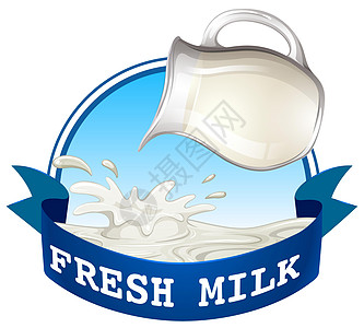 新鲜牛奶乳制品饮料茶点措辞标识营养白色标签横幅剪贴图片