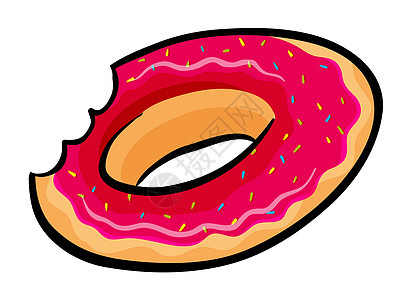 洒上令人垂涎欲滴的甜甜圈碳水化合物食物白色店铺营养粉色圆圈面包零食图片