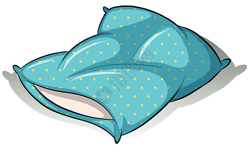 蓝色枕头睡眠白色枕套空气泡沫长椅羽毛橡皮织物绘画图片