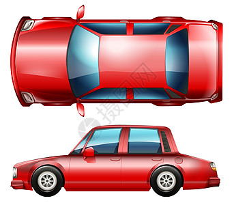 一辆红色轿车绘画保险杠轮子运输汽油侧镜天线白色机器轮胎图片