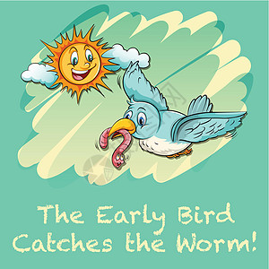 早起的鸟儿赶上世界演讲夹子艺术语言插图飞行教育措辞古语英语图片
