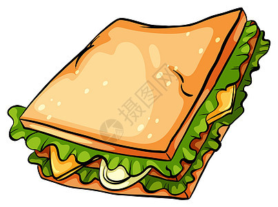美味的生菜三明治食物白色面包洋葱叶子服务熏肉小吃棕色树叶图片