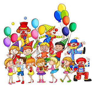 儿童和部分男生装潢小丑绘画女孩乐趣朋友们礼物展示孩子图片