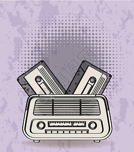 无线电广播电台绘画字体标识收音机乐趣墙纸横幅岩石紫色韵律图片