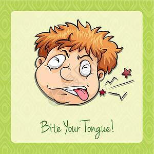 成语咬你的舌头措辞绘画演讲插图伤害夹子古语事故语言艺术图片