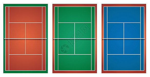 三个不同的网球场图片