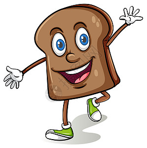 切片面包面包与 fac机器预切片绘画营养微笑食物零食白色烘烤故事设计图片
