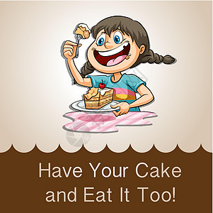 吃你的蛋糕插图语言演讲女孩面包夹子英语卡片古语乐趣图片