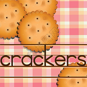 Crackers 缩裂器卡通片零食垃圾绘画棕色海报小写粉色圆形曲线背景图片