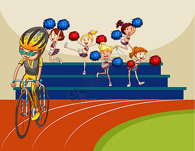 赛跑运动活动卡通片场景乐趣公司女孩们锻炼训练赛车图片