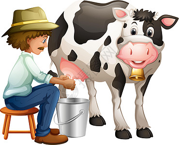 米尔金乳制品动物奶牛农民生物男人卡通片工作男性农业图片