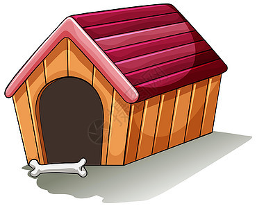 一个木制的狗屋阴影双方绘画线条艺术品边缘木头庇护所角落红色图片