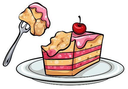 有蛋糕的盘子烘烤厨具白色甜点糖霜水果粉色圆形配料绘画图片
