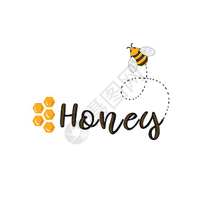带有 be 的蜂蜜标志花粉动物甜食草图插图剪贴植物黄色条纹大眼睛图片