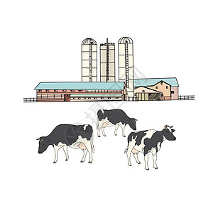 万科建筑素描万科的奶牛场插画