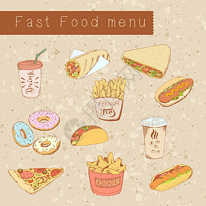 快速 foo 集插图饮食餐厅营养鸡翅字母小酒馆午餐传单烹饪图片
