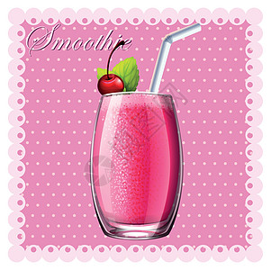 玻璃杯中的粉红色冰沙水果饮料茶点菜单冷饮艺术海报绘画横幅味道背景图片