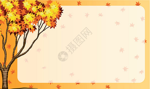 与树和橙色离开的秋天场面图片