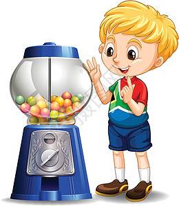 糖果机旁的小男孩图片
