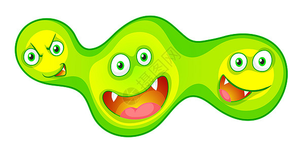 长着怪物脸的细菌表情细胞卡通片手势绘画插图病菌动物情感疾病图片