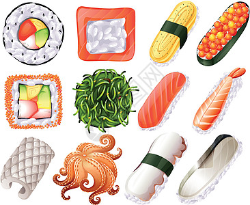 不同种类的寿司卷图片