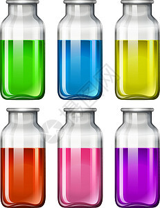 一组装有彩色液体的玻璃瓶图片
