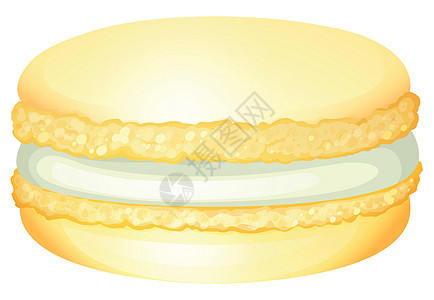 黄色马卡龙奶油圆形小吃午餐白色糖果绘画夹子卡通片奶制品插图图片