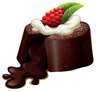 巧克力熔岩蛋糕与 rasberr背景图片