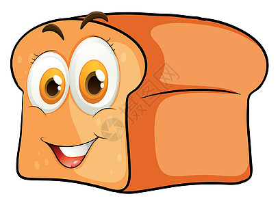 一条面包和快乐的脸手势卡通片美食艺术绘画情感食物符号白色乐趣图片