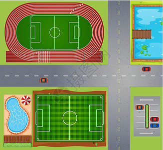 运动场和球场田径娱乐运输停车场艺术池塘竞技场足球插图法庭图片