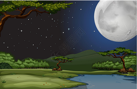 满月夜的自然场景图片