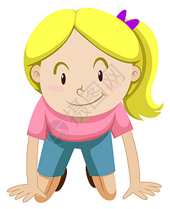 快乐脸的小女孩青年瞳孔情感膝盖插图童年学生手势夹子孩子们图片