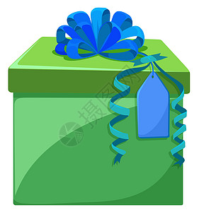 蓝色丝带带蓝丝带的礼物盒插画